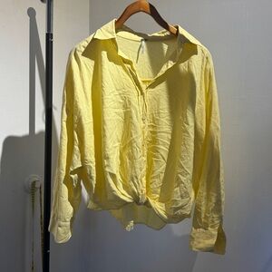 YFB Yellow Button-Up Shirt linen /rayon blend